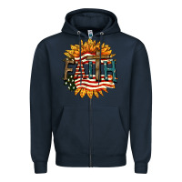 Navy Faith USA Zipper Hoodie - FaDigitalArtStudio
