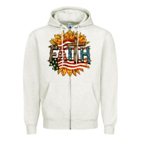 Oatmeal Heather Faith USA Zipper Hoodie - FaDigitalArtStudio