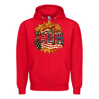 Red Faith USA Zipper Hoodie - FaDigitalArtStudio
