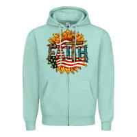 Seafoam Faith USA Zipper Hoodie - FaDigitalArtStudio
