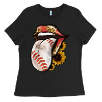 Black Baseball Tongue Ladies Tee - Jasminsmagicworld