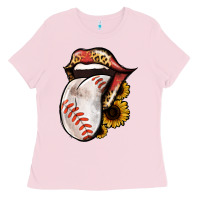 Bubblegum Pink Baseball Tongue Ladies Tee - Jasminsmagicworld