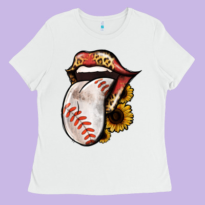 Baseball Tongue Ladies Tee Designed By Jasminsmagicworld