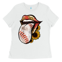 White Baseball Tongue Ladies Tee - Jasminsmagicworld