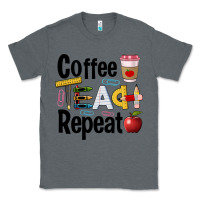Charcoal Heather coffee teach repeat Classic Tee - BarkalooDesign