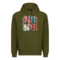 Army Green 4th of July nana with lightning bolt Premium Hoodie - FaDigitalArtStudio