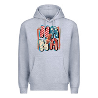 Heather Grey 4th of July nana with lightning bolt Premium Hoodie - FaDigitalArtStudio