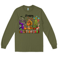 Army Green Happy Hallothanksmas Long Sleeve Tee - texasbilliewilder