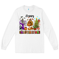 White Happy Hallothanksmas Long Sleeve Tee - texasbilliewilder