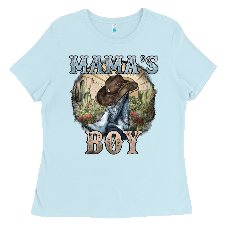 Mamas Boy Western Cowboy Boots Cactus Ladies Tee by NancyCooperArtShop | Teevron