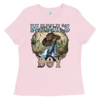 Bubblegum Pink mamas boy western cowboy boots cactus Ladies Tee - NancyCooperArtShop