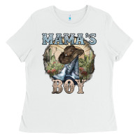 White mamas boy western cowboy boots cactus Ladies Tee - NancyCooperArtShop