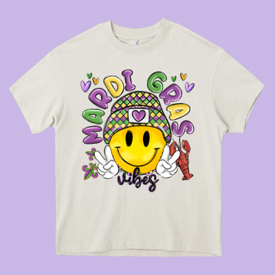 Mardi Gras Vibes Heavy Core Tee Designed By Maliassmallbusiness