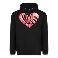 Black heart shaped love valentine's day Heavyweight Hoodie - LillyAllenDesigns