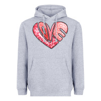 Heather Grey heart shaped love valentine's day Heavyweight Hoodie - LillyAllenDesigns