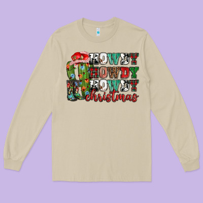 Howdy Howdy Howdy Christmas Long Sleeve Tee Designed By Nancycooperartshop