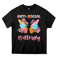 Black anti social butterfly Heavy Core Tee - MaliasSmallBusiness