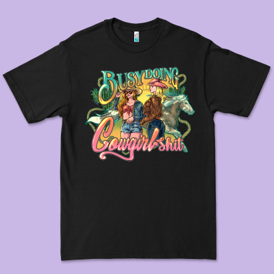 Busy Doing Cowgirl Premium Tee Designed By Nancycooperartshop