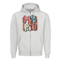 Dove Grey 4th of July mama with lightning bolt Zipper Hoodie - FaDigitalArtStudio