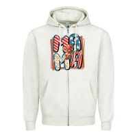 Oatmeal Heather 4th of July mama with lightning bolt Zipper Hoodie - FaDigitalArtStudio