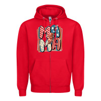 Red 4th of July mama with lightning bolt Zipper Hoodie - FaDigitalArtStudio