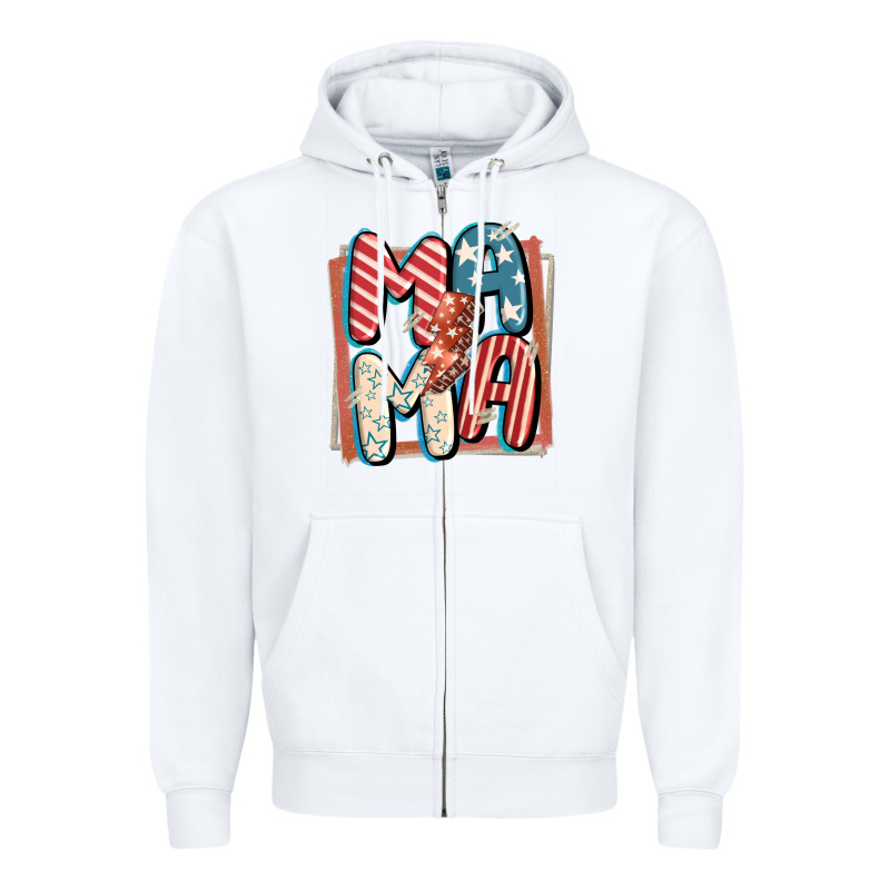 4th Of July Mama With Lightning Bolt Zipper Hoodie by FaDigitalArtStudio | Teevron