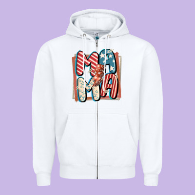 4th Of July Mama With Lightning Bolt Zipper Hoodie Designed By Fadigitalartstudio