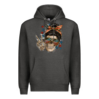 Charcoal Heather American Mother skull Premium Hoodie - FaDigitalArtStudio