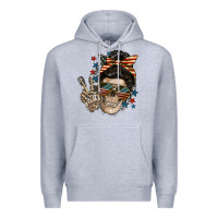 Heather Grey American Mother skull Premium Hoodie - FaDigitalArtStudio