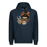 Navy American Mother skull Premium Hoodie - FaDigitalArtStudio
