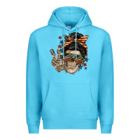 Ocean Blue American Mother skull Premium Hoodie - FaDigitalArtStudio