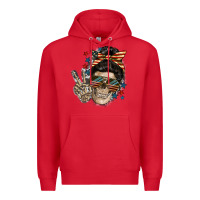 Red American Mother skull Premium Hoodie - FaDigitalArtStudio