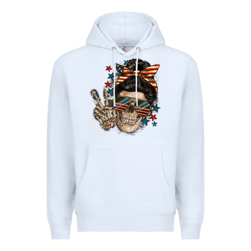 American Mother Skull Premium Hoodie by FaDigitalArtStudio | Teevron