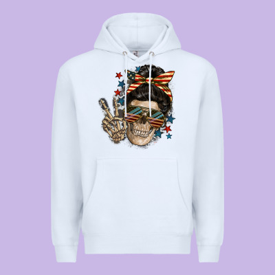 American Mother Skull Premium Hoodie Designed By Fadigitalartstudio