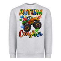 Heather Grey autism crusher Heavyweight Sweatshirt - CowGirlArtShop