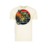Vintage Arctic t rex dinosaur riding bicycle with retro forest sunset Vintage Tee - RanaPortraitStore