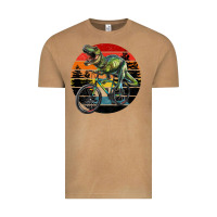 Vintage Camel t rex dinosaur riding bicycle with retro forest sunset Vintage Tee - RanaPortraitStore