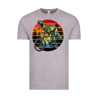 Vintage Zinc t rex dinosaur riding bicycle with retro forest sunset Vintage Tee - RanaPortraitStore
