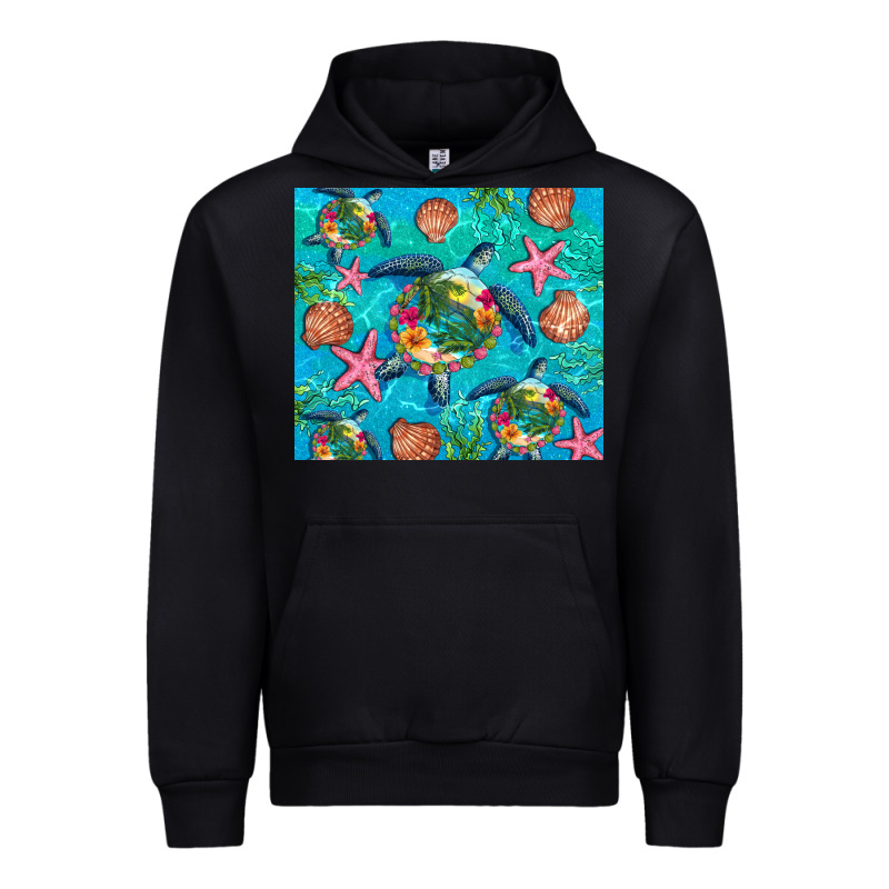 Turtle Summer Seashells Starfish Seaweed Urban Hoodie by Artiststas | Teevron