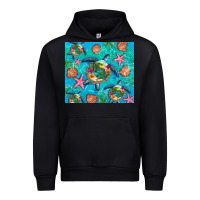Black Turtle summer seashells starfish seaweed Urban Hoodie - Artiststas