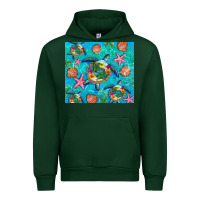 Forest Green Turtle summer seashells starfish seaweed Urban Hoodie - Artiststas