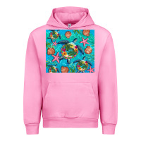 Fuchsia Pink Turtle summer seashells starfish seaweed Urban Hoodie - Artiststas