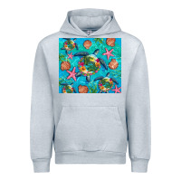 Heather Grey Turtle summer seashells starfish seaweed Urban Hoodie - Artiststas