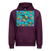 Mauve Wine Turtle summer seashells starfish seaweed Urban Hoodie - Artiststas