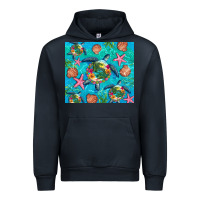 Navy Turtle summer seashells starfish seaweed Urban Hoodie - Artiststas