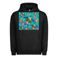 Pigment Black Turtle summer seashells starfish seaweed Urban Hoodie - Artiststas