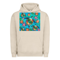 Pigment French Oak Turtle summer seashells starfish seaweed Urban Hoodie - Artiststas