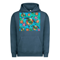 Pigment Midnight Navy Turtle summer seashells starfish seaweed Urban Hoodie - Artiststas
