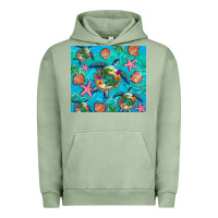 Pigment Oil Green Turtle summer seashells starfish seaweed Urban Hoodie - Artiststas