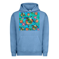Pigment Pebble Blue Turtle summer seashells starfish seaweed Urban Hoodie - Artiststas
